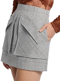 Cherry Plaid Woven Miniskirt