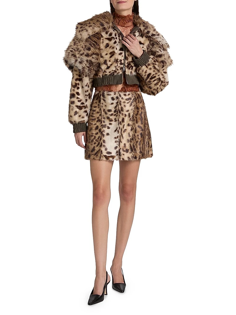 Valde Faux Fur Lynx Bomber Jacket
