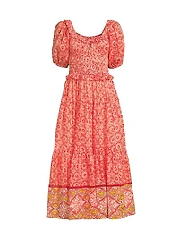 Percy Puff-Sleeve Midi-Dress