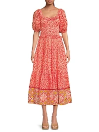 Percy Puff-Sleeve Midi-Dress