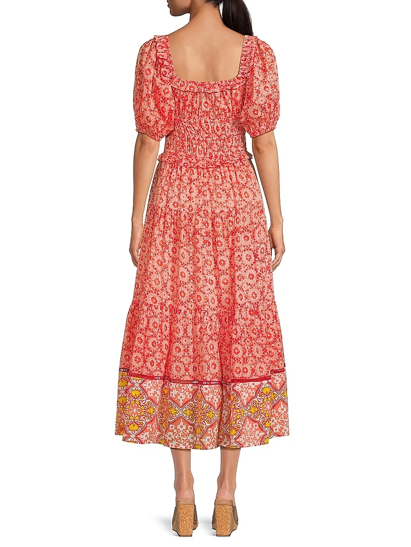 Percy Puff-Sleeve Midi-Dress