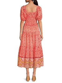 Percy Puff-Sleeve Midi-Dress