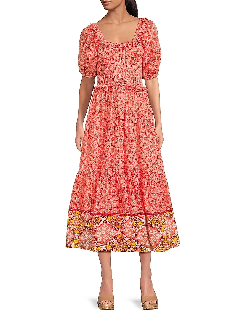 Percy Puff-Sleeve Midi-Dress