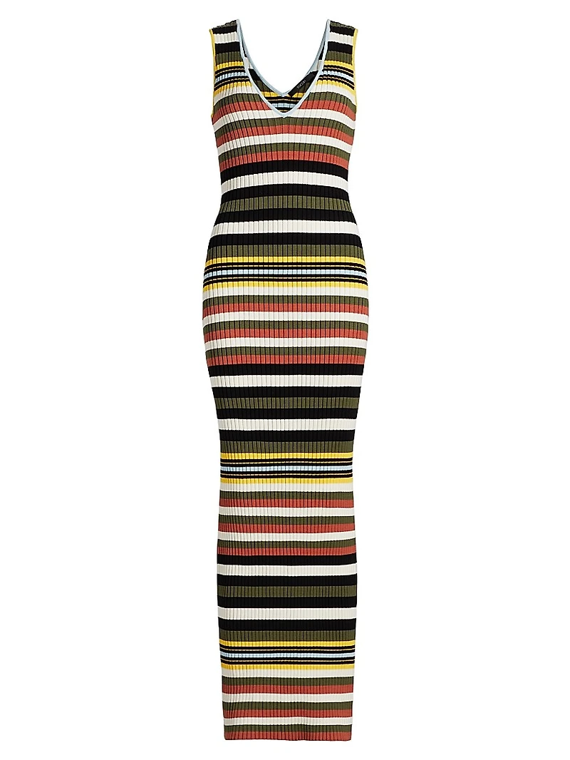 Bowie Striped V-Neck Midi-Dress