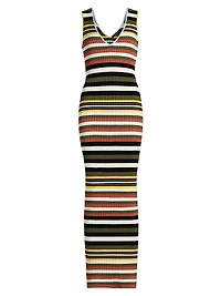 Bowie Striped V-Neck Midi-Dress