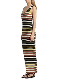 Bowie Striped V-Neck Midi-Dress