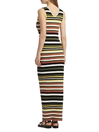 Bowie Striped V-Neck Midi-Dress