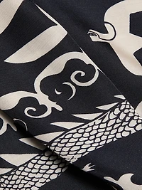 Lee Dragon Keyhole Tie-Waist Caftan Maxi Dress