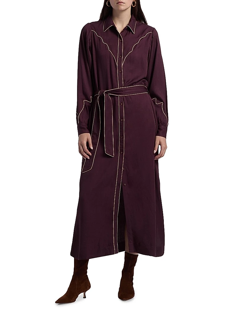 Rodeo Contrast Piped Maxi Shirtdress