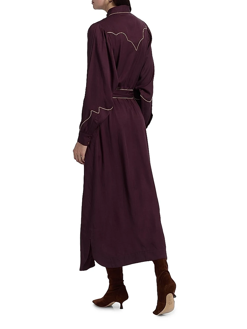 Rodeo Contrast Piped Maxi Shirtdress