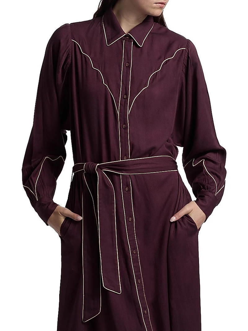 Rodeo Contrast Piped Maxi Shirtdress