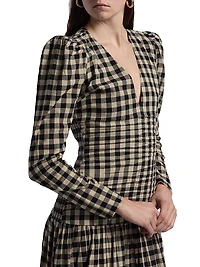 Malika Check Cotton Drop-Waist Midi-Dress