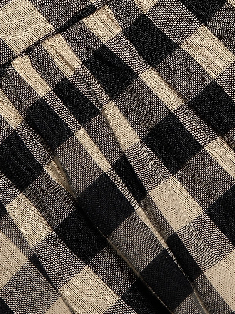 Malika Check Cotton Drop-Waist Midi-Dress