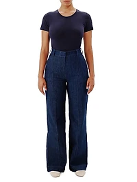 High Waisted Denim Trousers