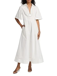 Ladder Embroidered Poplin Dress