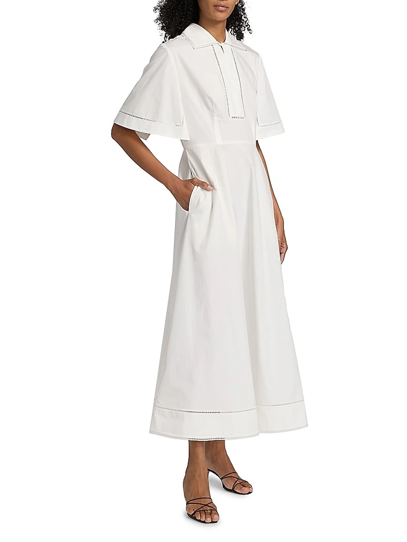 Ladder Embroidered Poplin Dress