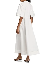 Ladder Embroidered Poplin Dress