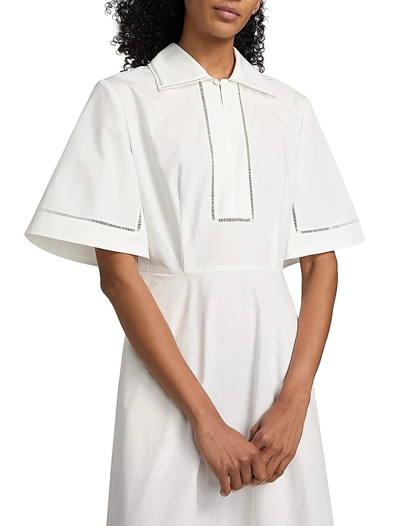 Ladder Embroidered Poplin Dress