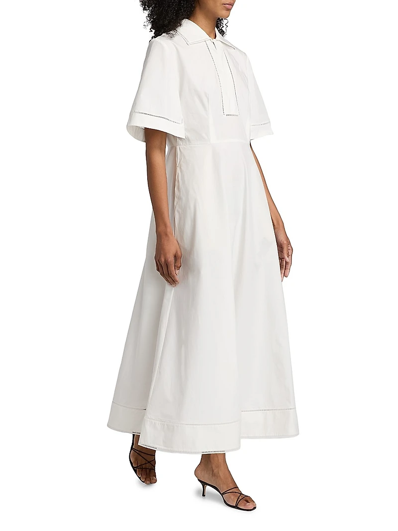 Ladder Embroidered Poplin Dress
