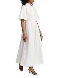 Ladder Embroidered Poplin Dress