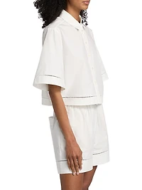 Ladder Embroidered Poplin Shirt