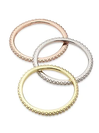 Gaia 3-Piece Tri-Tone & Cubic Zirconia Ring Set
