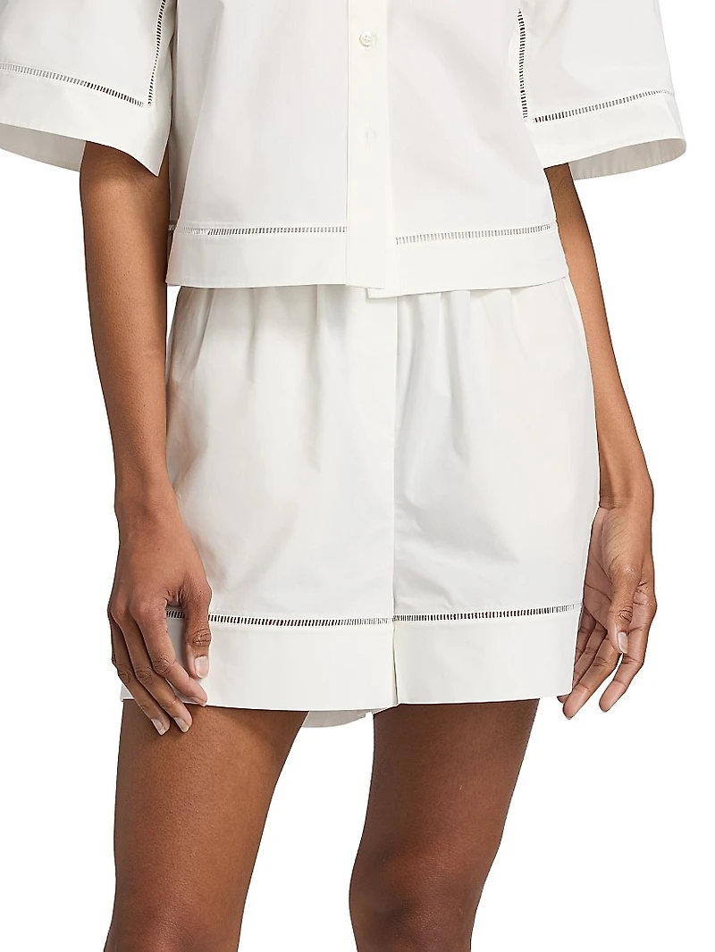 Ladder Embroidered Poplin Shorts