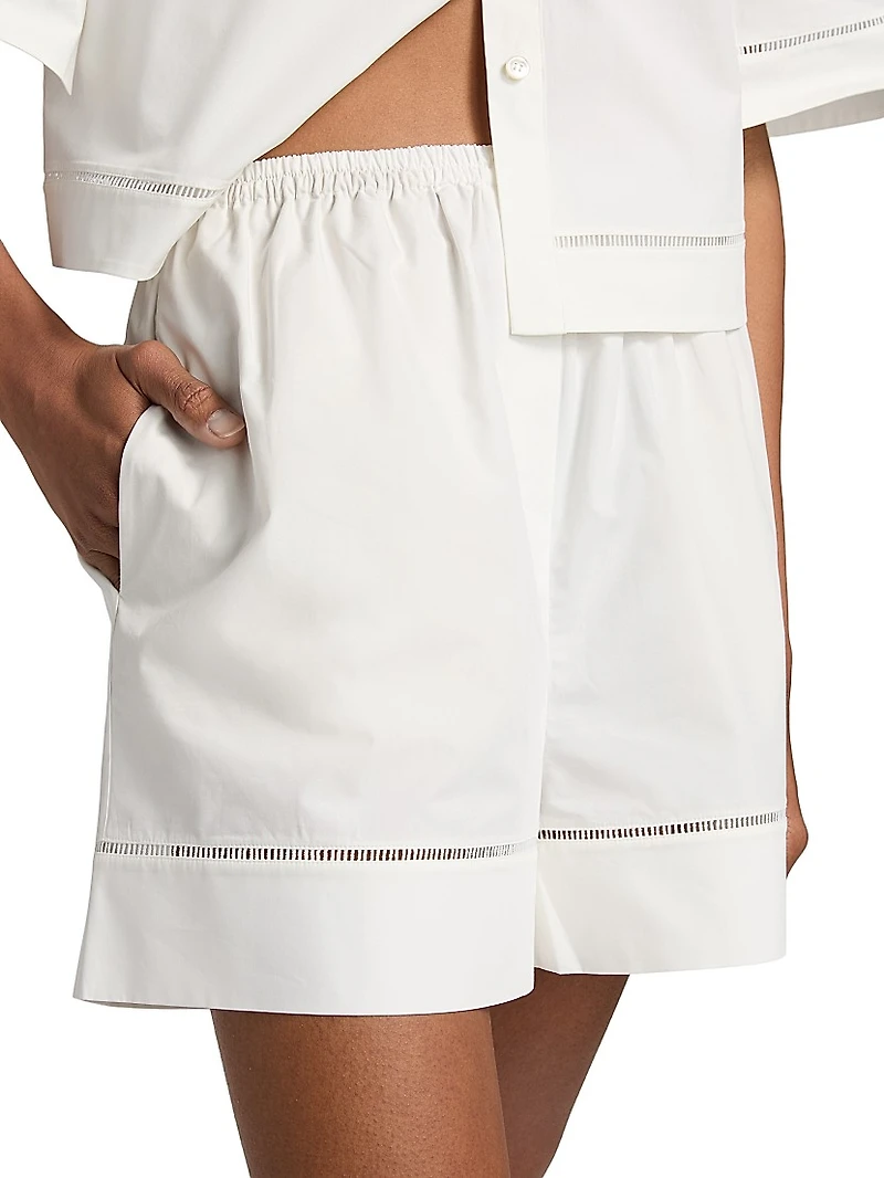 Ladder Embroidered Poplin Shorts