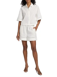 Ladder Embroidered Poplin Shorts