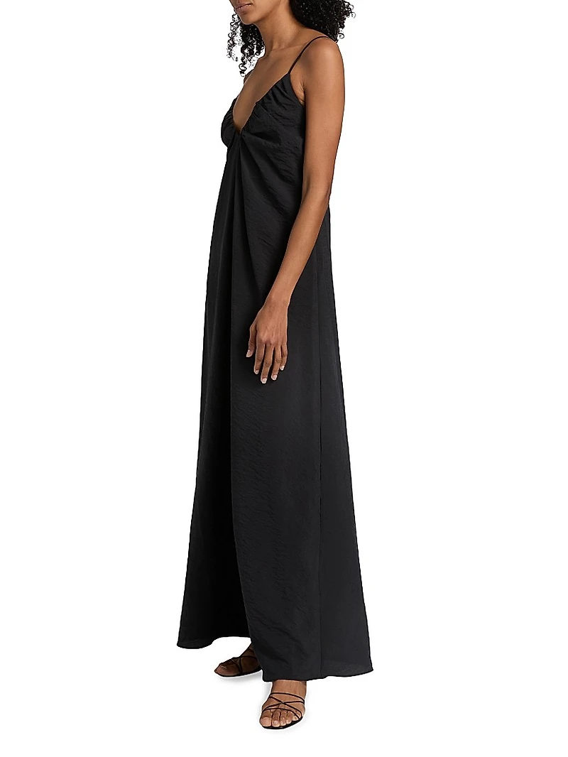 Hammered Silk V-Neck Maxi Dress
