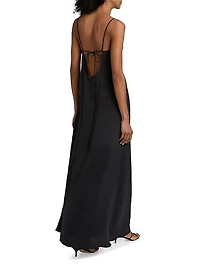 Hammered Silk V-Neck Maxi Dress