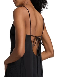 Hammered Silk V-Neck Maxi Dress