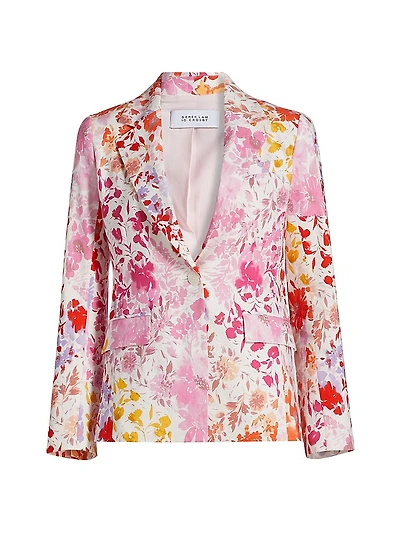 Irina Floral Stretch-Linen Blazer