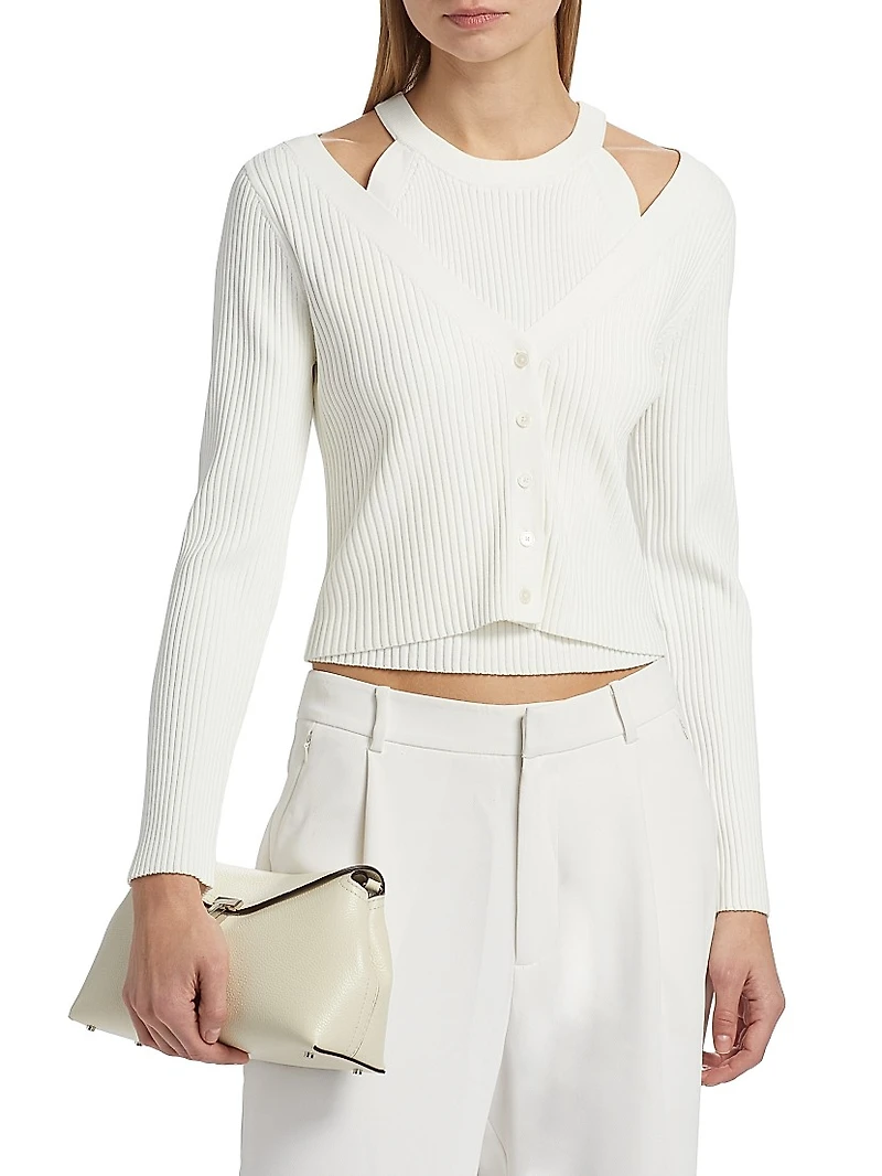 Lonnie Rib-Knit Layered Cardigan
