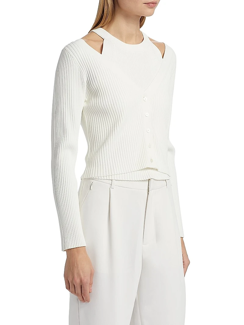 Lonnie Rib-Knit Layered Cardigan