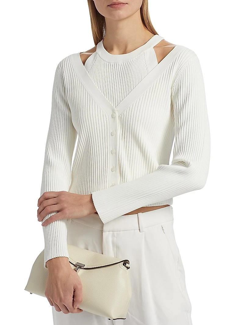 Lonnie Rib-Knit Layered Cardigan