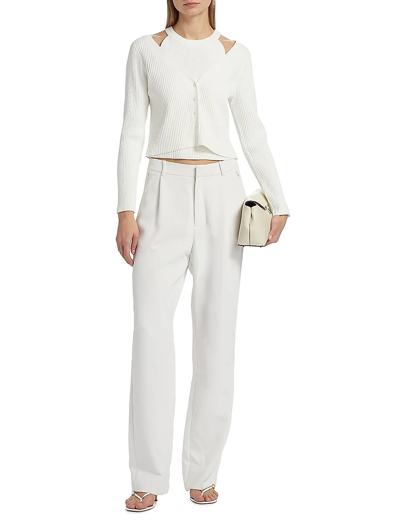 Lonnie Rib-Knit Layered Cardigan