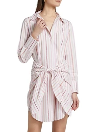 Trish Striped Tie-Front Mini Shirtdress