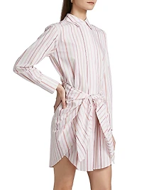 Trish Striped Tie-Front Mini Shirtdress