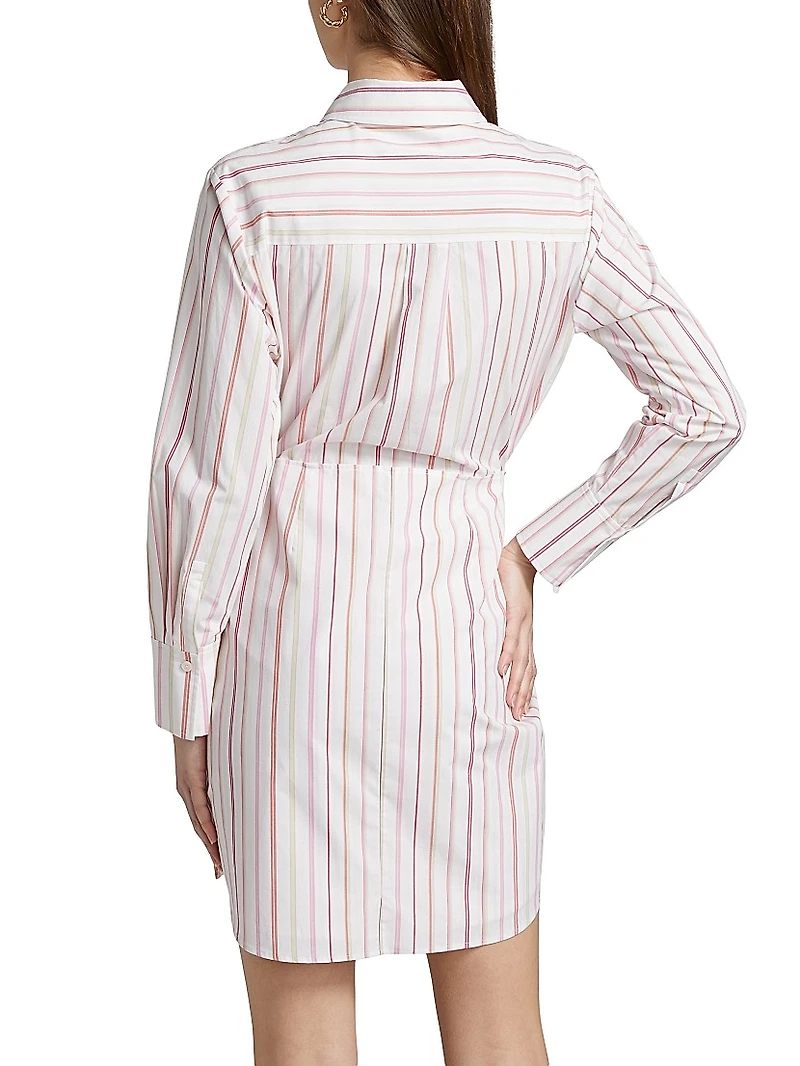 Trish Striped Tie-Front Mini Shirtdress