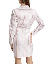 Trish Striped Tie-Front Mini Shirtdress