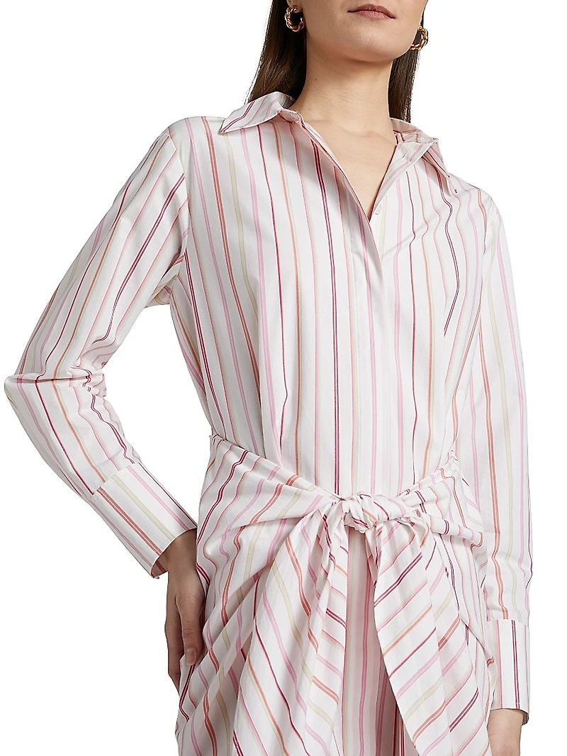 Trish Striped Tie-Front Mini Shirtdress