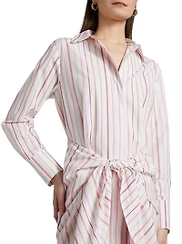 Trish Striped Tie-Front Mini Shirtdress