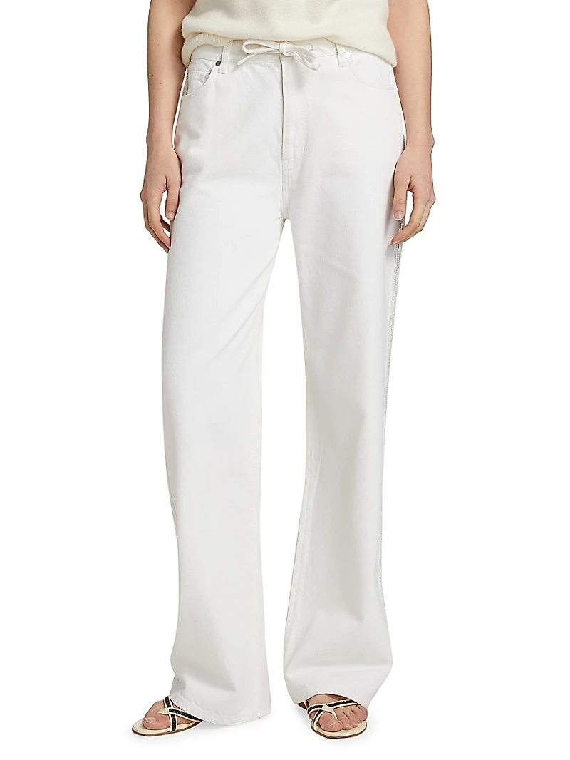 Dunn Crochet-Trim Wide-Leg Jeans