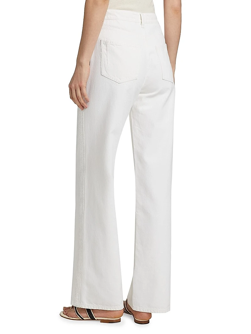 Dunn Crochet-Trim Wide-Leg Jeans