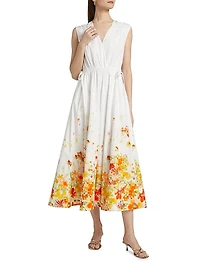Nara Cotton Poplin Cinched-Waist Maxi Dress