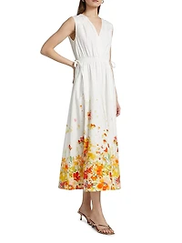 Nara Cotton Poplin Cinched-Waist Maxi Dress