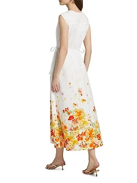 Nara Cotton Poplin Cinched-Waist Maxi Dress