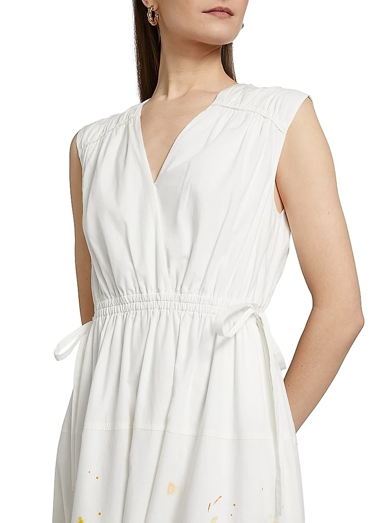 Nara Cotton Poplin Cinched-Waist Maxi Dress
