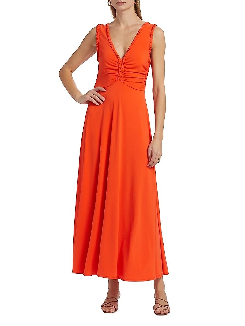 Misha Ruched Jersey Midi-Dress